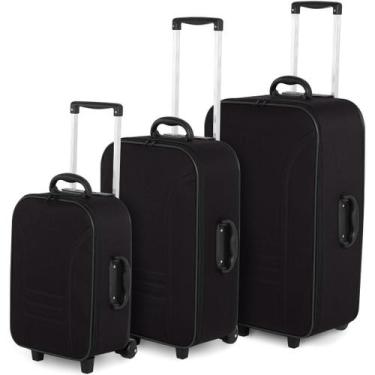 Imagem de Conjunto Mala De Viagem Com 3 Peças Medidas Anac - FL Bags, Preto