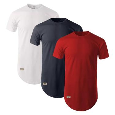 Imagem de Kit Camisas Longline Masculina Originais 3 Unidades-Masculino