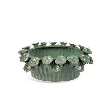 Imagem de Vaso Decorativo Flores em Cerâmica Verde 21cm ZQ0078 BTC