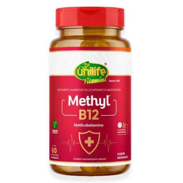 Imagem de Vitamina Methyl B12 Unilife Morango 60 Comprimidos