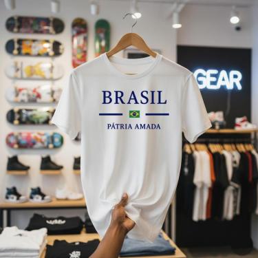 Imagem de Camiseta Torcedor Seleção Brasileira Copa 2026 Algodão 100% Camisa Brasil Branca Costura Forte-Masculino