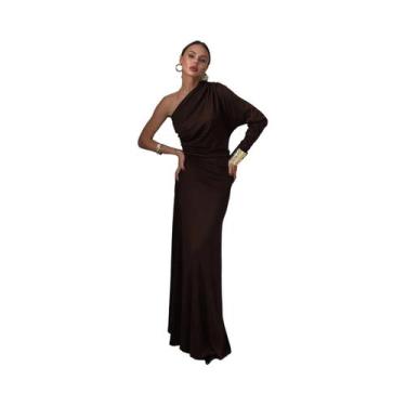 Imagem de Vestido Feminino Elegante E Sexy De Manga Longa Com Um Ombro Só, Ajust