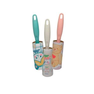 Imagem de Kit 3 Rolo Tira Pelos Adesivo Rolinho Remove Pelos Fios Cabelo Roupa S