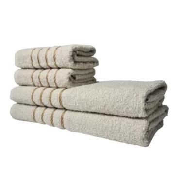 Imagem de Jogo De Toalha 2 Banho 2 Rosto 4pçs Luxo Dubai Bege - TOALHAS SHOW