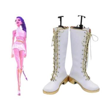 Imagem de Botas de Cosplay em Couro Branco Estilosas - Calçados para Halloween, 