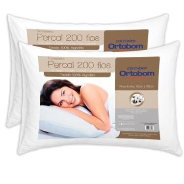 Imagem de Kit Travesseiro 02 Peças Percal com 200 Fios - Ortobom