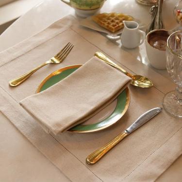 Imagem de Guardanapo de Tecido Rafaela Off White- Algodão, 40x40cm - Ateliê Pano