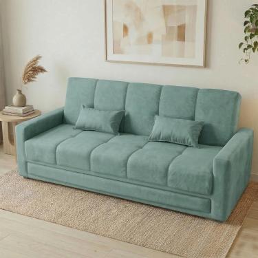 Imagem de Sofá-Cama 3 Lugares Matrix Grazi Revestido em Veludo - 206cm de largura