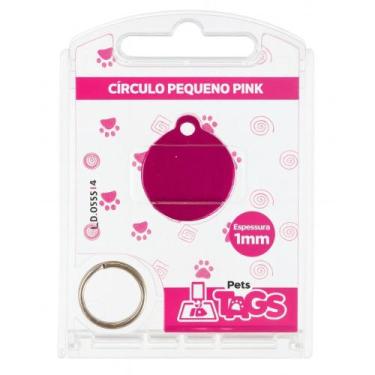 Imagem de Plaquinha de Identificação Personalizada - Cículo Pink P - Pets Tags