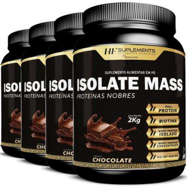 Imagem de 4x isolate mass hipercalorico proteinas nobres 2kg chocolate - HF SUPL