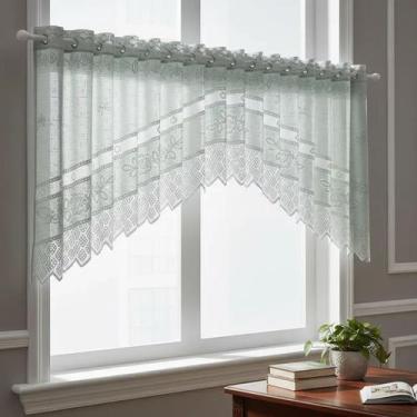 Imagem de Cortina Renda Cozinha Cascata 3,00 M X 1,00 Alt Pistache - Interlar