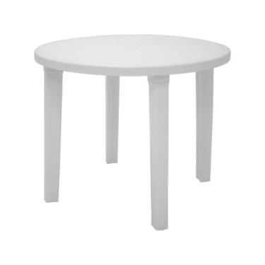 Imagem de Mesa Plástica Tramontina Cassino Redonda, Branca