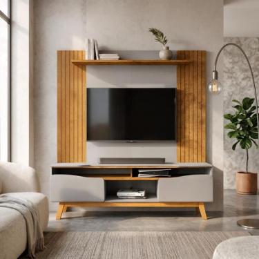 Imagem de Estante Home Theater 180cm Portas Curvas e Pés de Madeira - - Poloshop