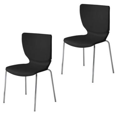 Imagem de Kit 2 Cadeiras Empilháveis Base Aço Tubular Mono - Prima Design