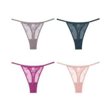 Imagem de Conjunto De 4 Tangas De Renda De Cintura Baixa Confortáveis, Calcinhas