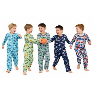 Imagem de Pijama Manga Longa Menino 100% Algodão Confortável Estampado - Mundo d