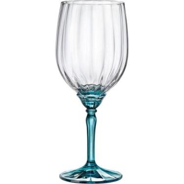 Imagem de Jg 6pç Taça Vinho Bormioli Rocco Florian Pé Azul Vidro 530ml 22x9x9cm
