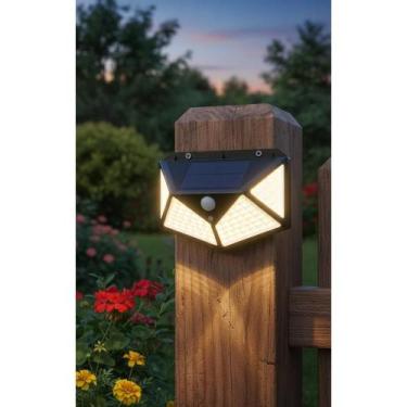 Imagem de Luminária Solar 100 Leds C/ Sensor Movimento Branca Fria - Congratulat