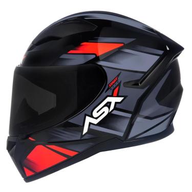 Imagem de Capacete ASX City Start Preto Vermelho e Cinza-Masculino