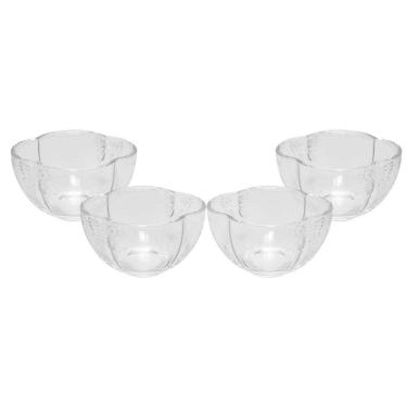 Imagem de Conjunto de Bowls de Vidro Butterfly para Sobremesa com Relevo de Borboletas Transparente Wolff
