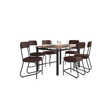 Imagem de Conjunto de Jantar Nagoia 6 Lugares Tampo em MDP com Cadeiras Estofadas Preto 136CM X 80CM