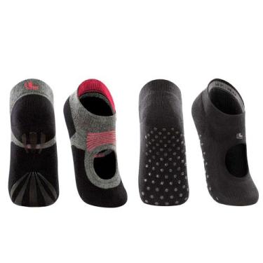 Imagem de Kit 2 Pares Meia Sapatilha Feminina Antiderrapante Lupo Sport Pilates 