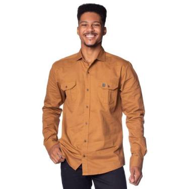 Imagem de Camisa Masculina Amil com Bolsos Caramelo, Caramelo, 4