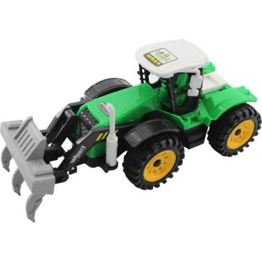 Imagem de Brinquedo Trator Escavadeira Miniatura Articulado Verde Fricção 26cm -