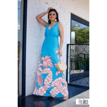 Imagem de Vestido Longo Estampado - Fina Moça