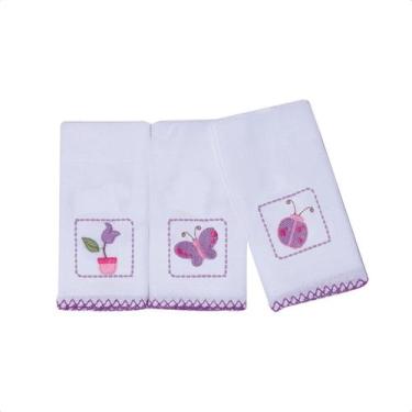 Imagem de Paninho de boca bebe papi bordado joaninha kit c/3, LILAS