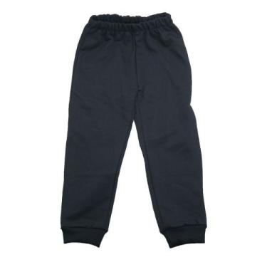 Imagem de Calça Moletom Infantil Flanelado 4 A 8 anos Preto Inverno Uniforme esc