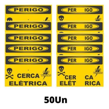 Imagem de Placa Perigo Cerca Elétrica Alumínio Frente Verso Tam 17,5x12,7 - 50un