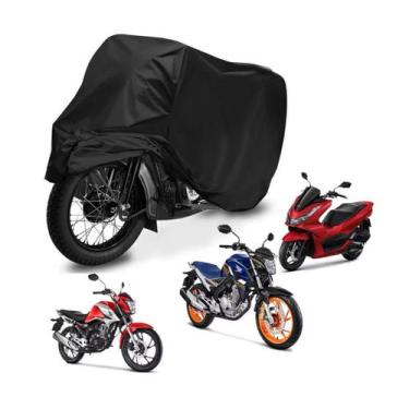 Imagem de Capa Para Cobrir Moto Proteção sol chuva Impermeável Preto Tamanho:G -