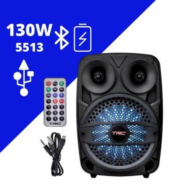 Imagem de Caixa De Som Portatil Bluetooth Usb Rádio Led Fm 130W 5513 TRC - Trc S