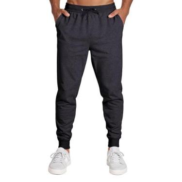 Imagem de Calça Masculina Moletom Flanelada Slim Bolsos Cordão Algodão - Samcro 