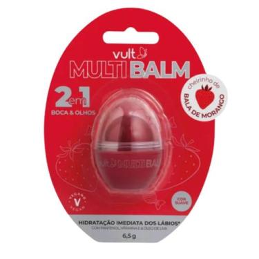 Imagem de Mult Balm Vult 2em 1 Boca e Olho Cheirinho de Bala de Morango 6,5g
