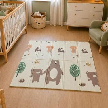 Imagem de Tapete Infantil Atividades Dobrável e Dupla Face 120x120cm Espessura 8