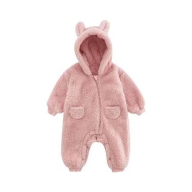 Imagem de Macacão De Fleece Com Capuz Para Bebê Primavera Outono Manga Longa Par