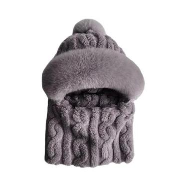 Imagem de Conjunto De Cachecol De Inverno Para Mulheres Com Capuz, Gorro À Prova