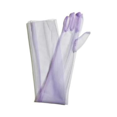 Imagem de Luvas Femininas Vintage Longas De Tule Com Dedos Completos, Compriment