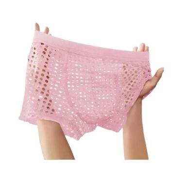 Imagem de Cuecas Boxer Masculinas de Malha com Design de Rede, Confortáveis, Est