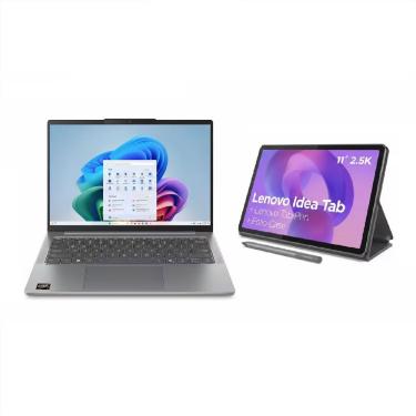 Imagem de Kit Notebook Lenovo Ideapad Slim 5 AMD Ryzen AI 5 16GB 512GB SSD 14" e Tablet Idea Tab 11 128GB Cinza Bivolt