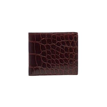 Imagem de Ferrini Carteira masculina Exotic Bifold Croc ID Window Card Slot Cognac ABBF