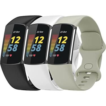 Imagem de TopPerfekt Pulseiras compatíveis com Fitbit Charge 5, pulseira de relógio esportiva de silicone macio ajustável para substituição para Charge 5 rastreador de atividades, mulheres e homens
