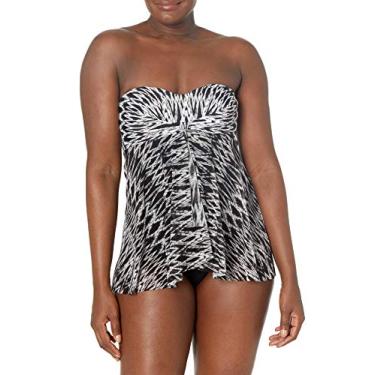 Imagem de Maiô inteiro feminino Bandeau Flyaway da Profile by Gottex, Shibori Black/White, 8