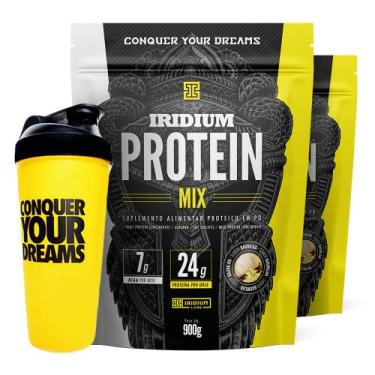 Imagem de Kit 2x Whey Protein Mix 900g + Coqueteleira Sabor: Baunilha