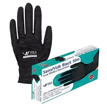 Imagem de Luva Nitrílica Resistente a Produtos Químicos Descartável Sensi Black Slim C/100 unidades - Volk (G)