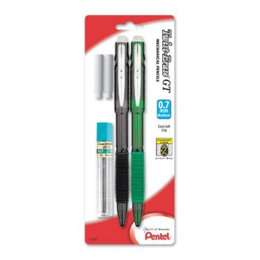Imagem de Pentel Lapiseira GT (0,7 mm), chumbo, 2 borrachas, cores sortidas, a cor pode variar, pacote com 2 (QE207LEBP2M)