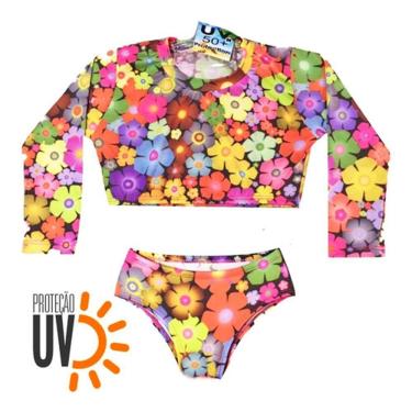 Imagem de Biquini Infantil + Blusa Cropped Proteção Solar Uv50 Florida