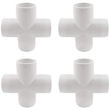 Imagem de SDTC Tech - Pacote com 4 conectores de tubo de grau de móveis de 4 vias de PVC para prateleira de PVC DIY, suporte de jardim, estrutura de armazenamento